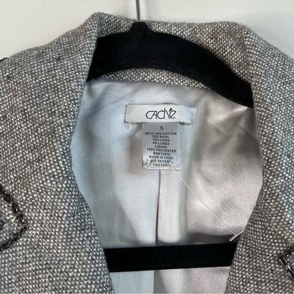 Cache metallic wool linen lurez tweed asymmetrical jacket size small - Picture 3 of 7